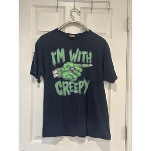 Vintage Halloween I'm With Creepy Graphic T‎ Shirt Size L